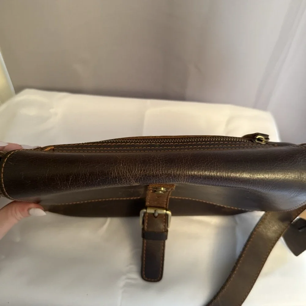Unbranded Dark Brown Leather Shoulder Messenger Crossbody Bag Purse